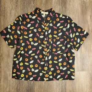 Love Notes Tropical Hawaiian Umbrella Shirt Size Small